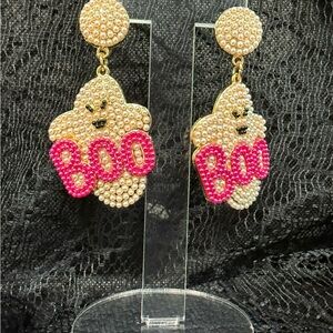 Chic Pearl and Pink Boo Earrings